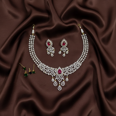 Changeable Stone Daimond Necklace with Earrings - DN0090