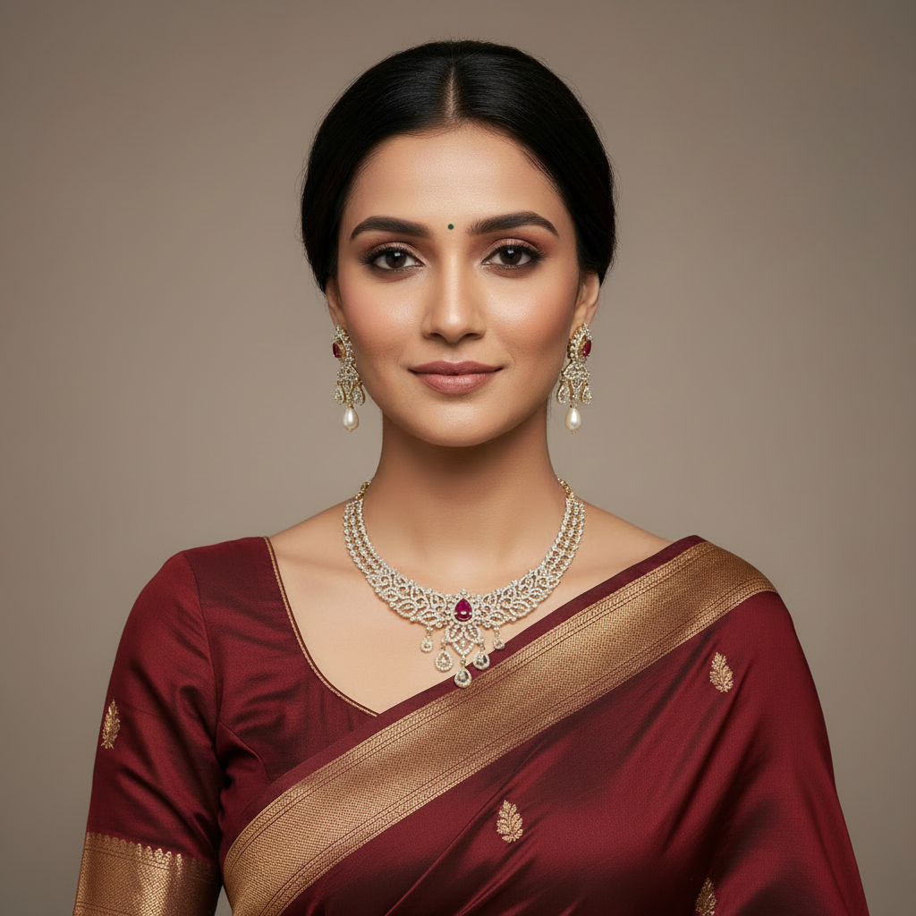 Changeable Stone Daimond Necklace with Earrings - DN0090