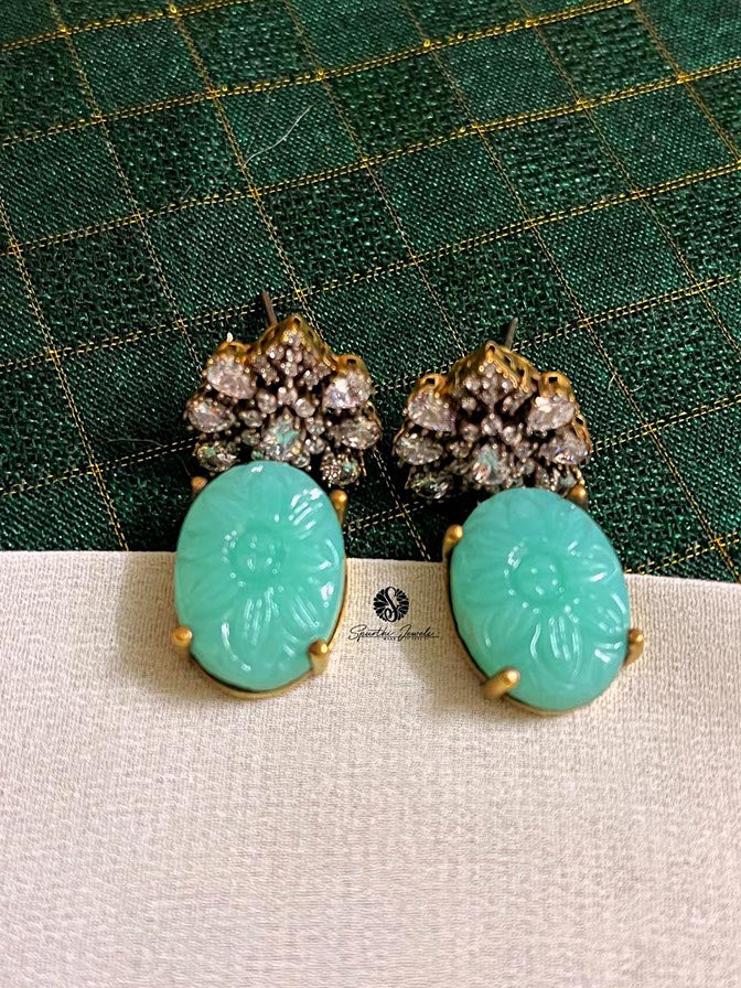 Cyan AD studded Earrings - VE006