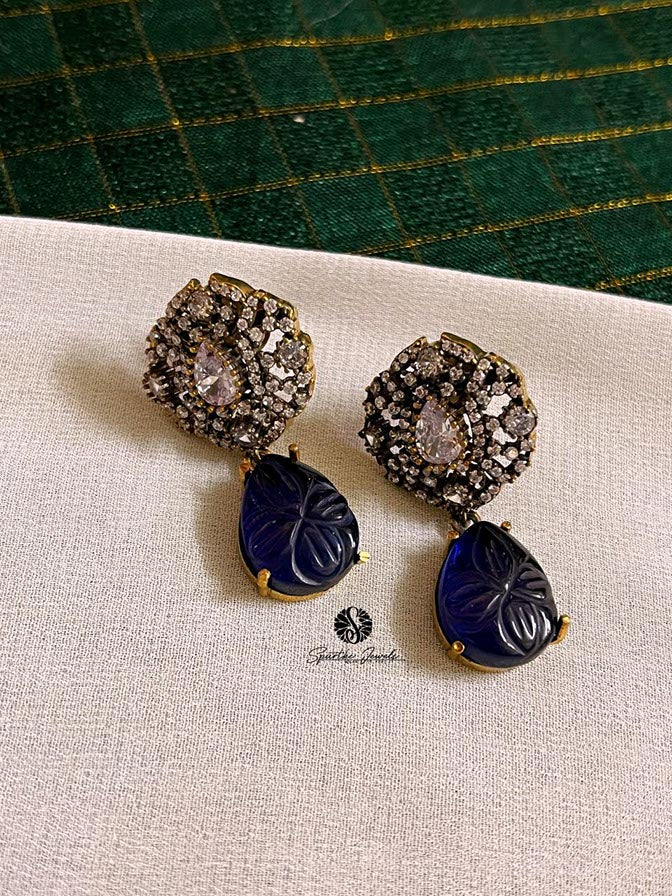 Blue AD studded Earrings - VE003