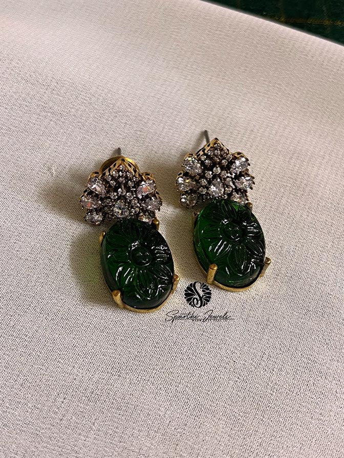 Green victorian studded Earrings - VE002