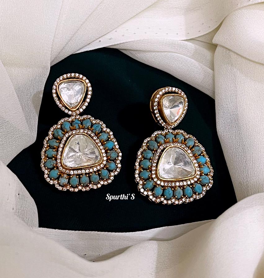 Turquoise American Diamond Earrings - DE001