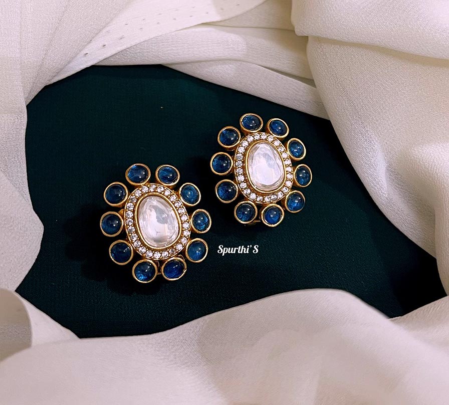 Blue Kundan Earrings - KE0045