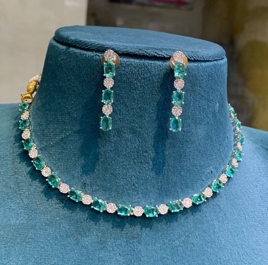 Emerald White Stone Necklace - DN 0013