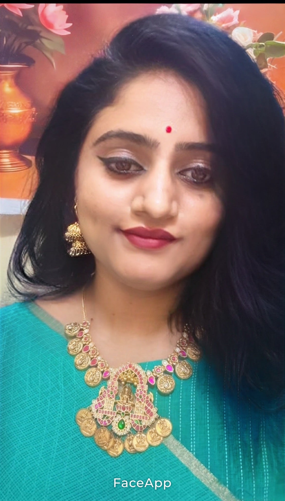 Peacock and Lakshmi Kasu Necklace With Lakshmi Pendent - KN00473