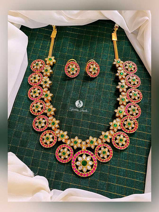 Kundan Bottu Mala with Earrings - KH007