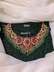 Ruby Color Elegant Jadau Kundan Necklace - HJ0028