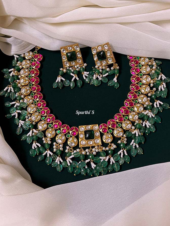 Elegant Jadau Kundan with Square Earrings - HJ0035