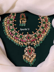 Ruby Color Elegant Jadau Kundan Necklace - HJ0037