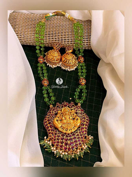 Nakshi Kundan Lamxi Long Haram with Earrings - HN0007