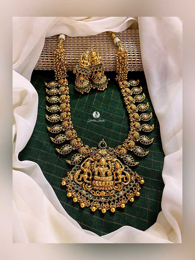 Mango Nakshi Laxmi Kundan Haram with Earrings - HN0010