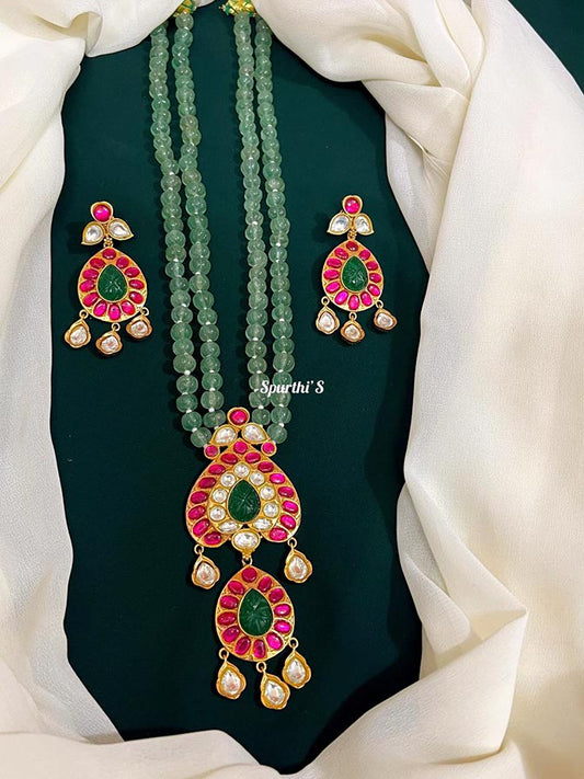 EMERALD Jadau Kundan Haram with Earrings - HV0026