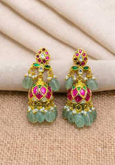 Leaf Pattern Jadau Jhumkis - KE00568
