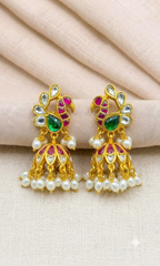 Jadau Peacock Jhumki - KE00567
