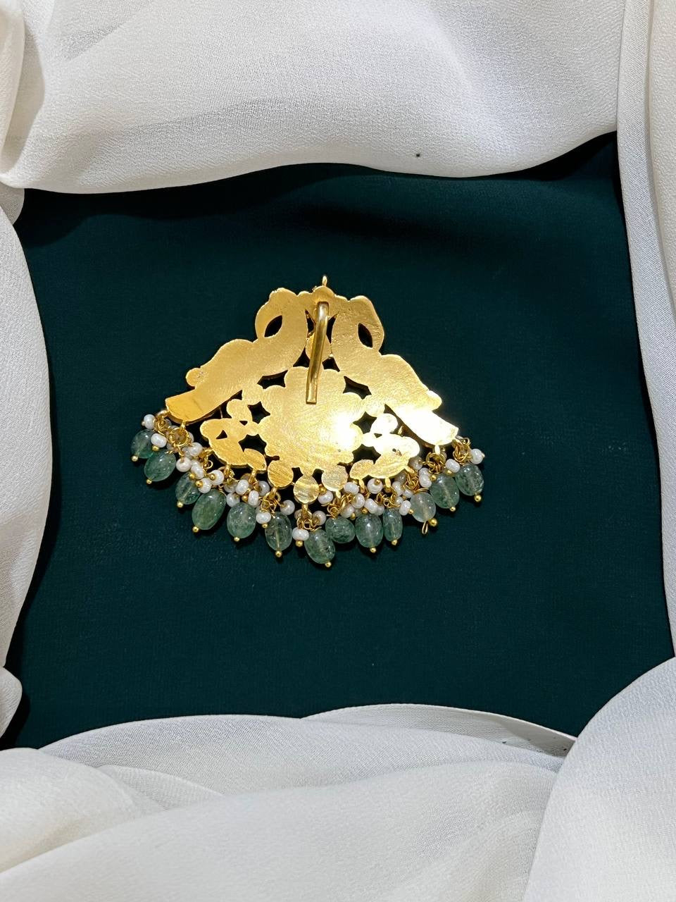 Emerald Peacock Pendent in Kundan - KP0053