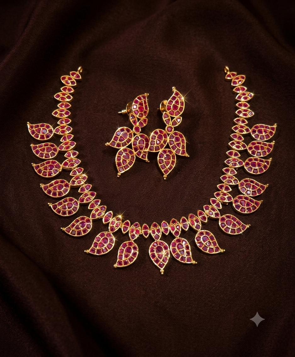 Mango Necklace in Naskhi Ruby - NN00108