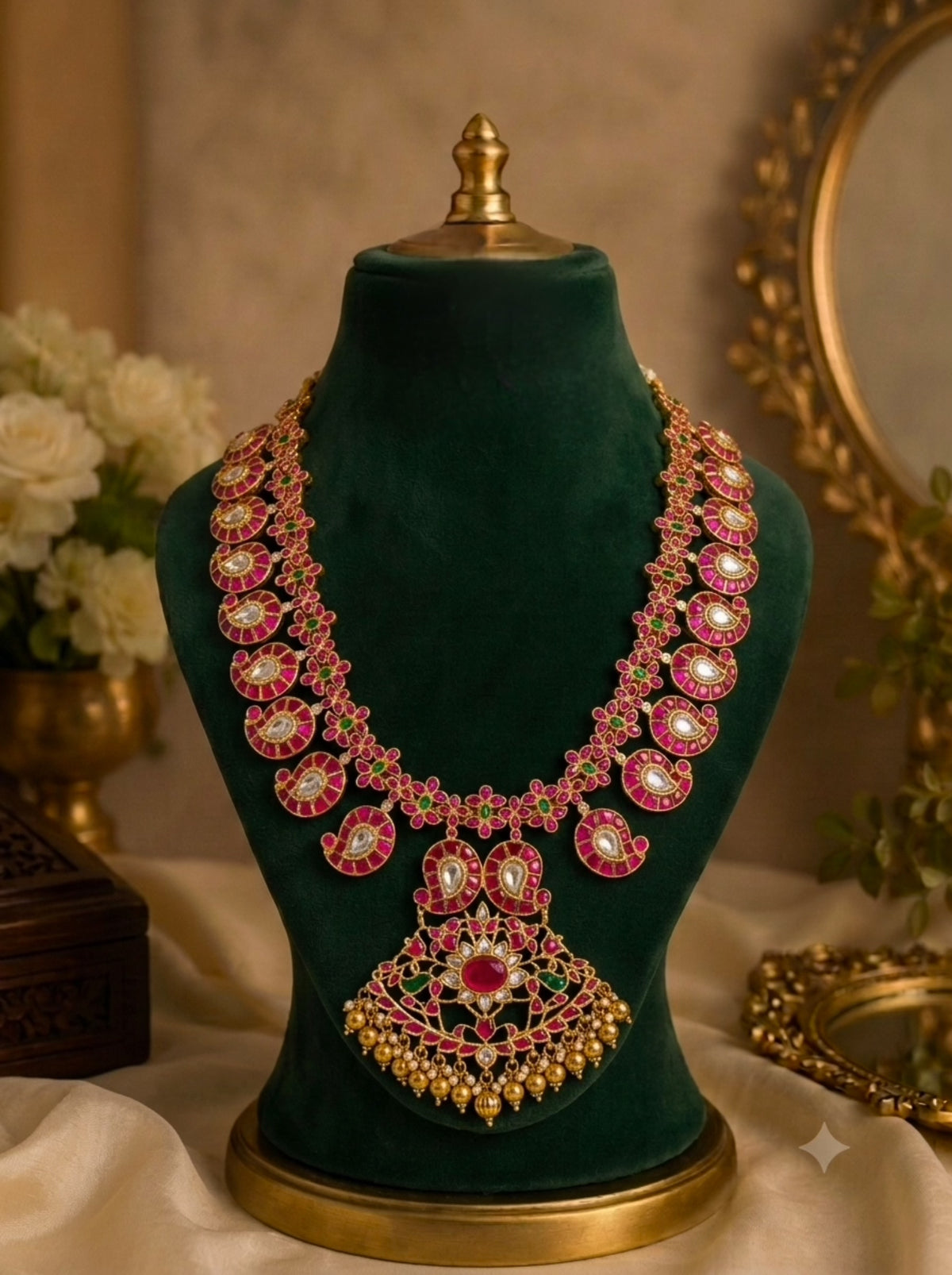 Uncut Mango Haram in Jadau Kundan with Pendent - KH0068