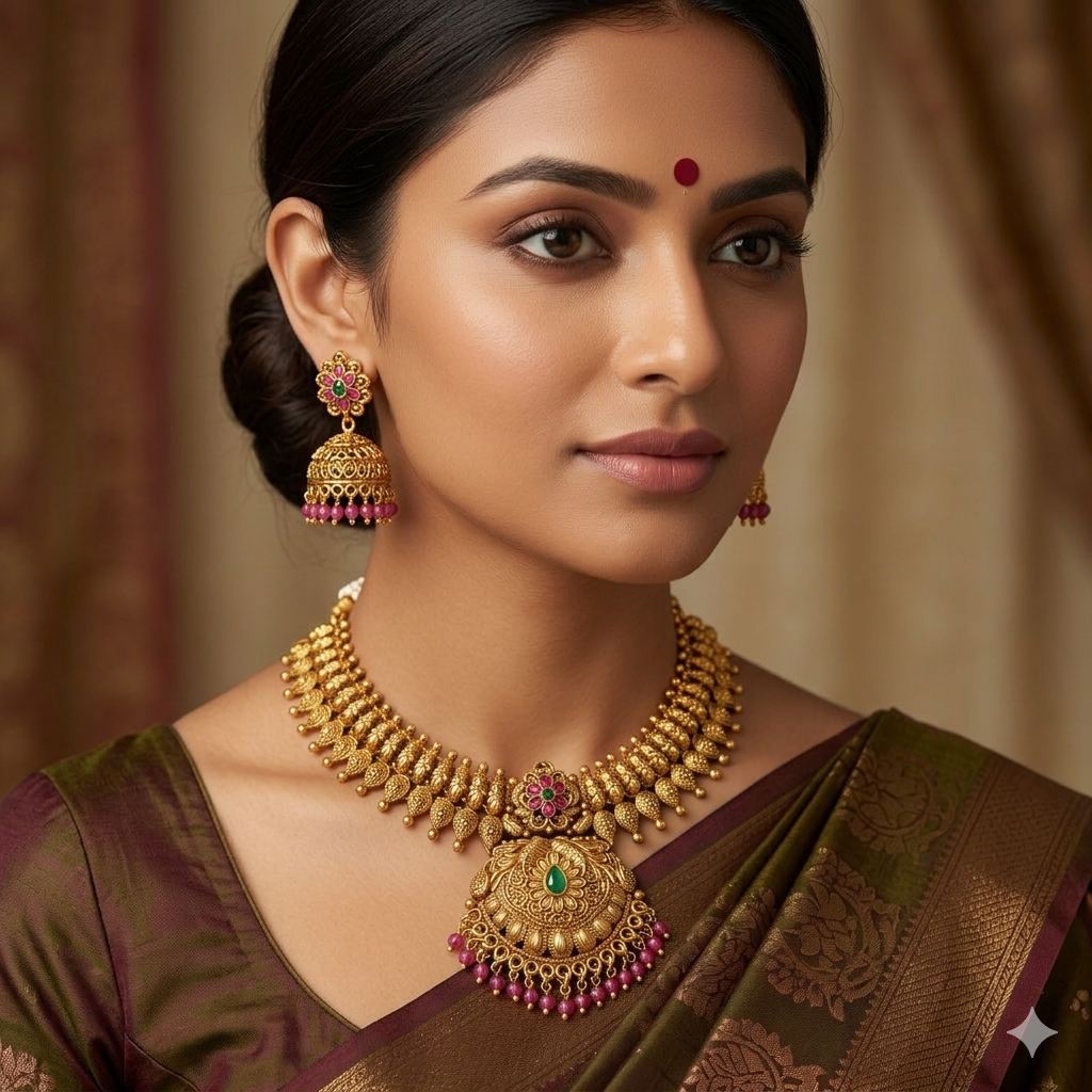 Beautiful Antique Finish Kempu Necklace - NN00892
