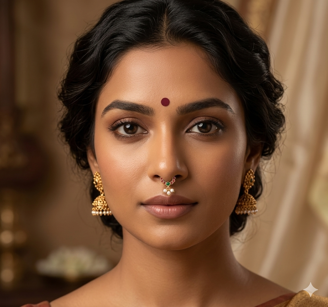 MultiColor Nose Ring With Pearls - NR0048