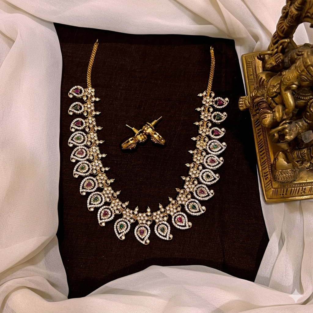 Mango Necklace with Multi Colour in Nakshi - NN00649