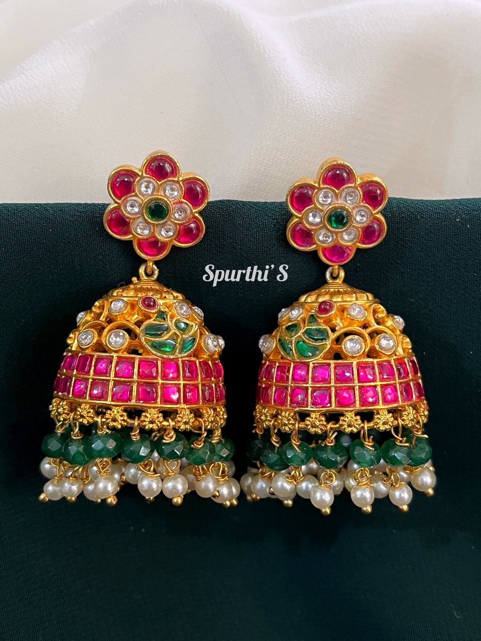 Elegant Jadau Kundan Screw Back Earrings - KE0002