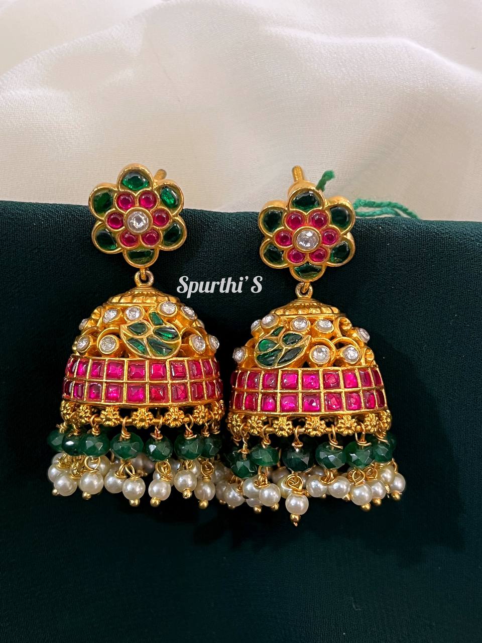 Elegant Jadau Kundan Screw Back Earrings - KE0003