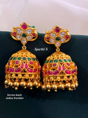 Jadau Kundan Screw Back Jhumkis - KE0017