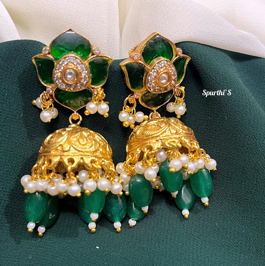 Elegant Green Jhumki - KE0019