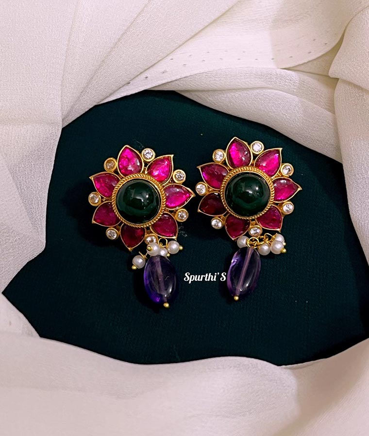 Flower Jadau Kundan Earrings - KE0023