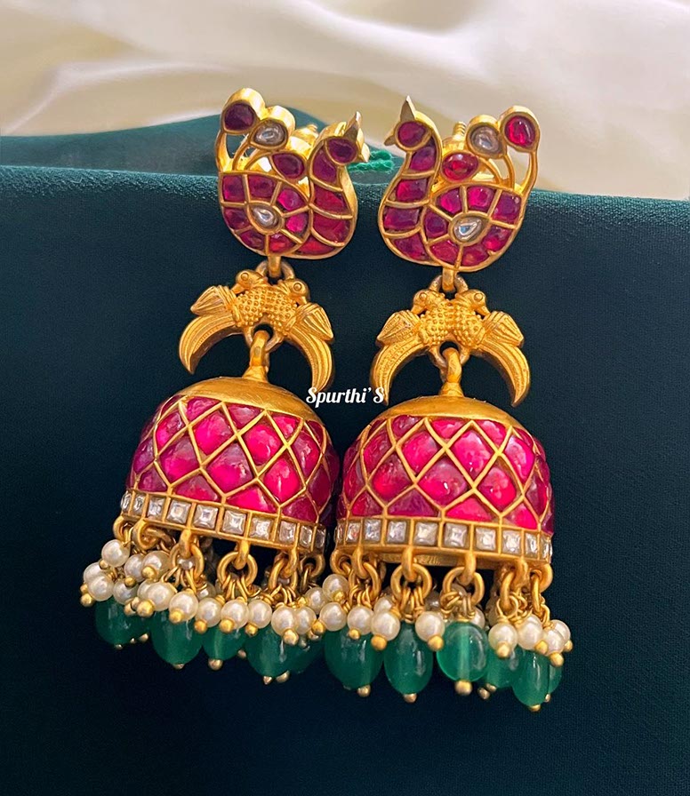 Swan Design Jadau Kundan Earrings - KE0030