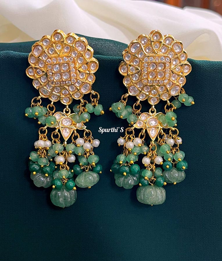 Kundan Mozonite  Earrings - KE0035