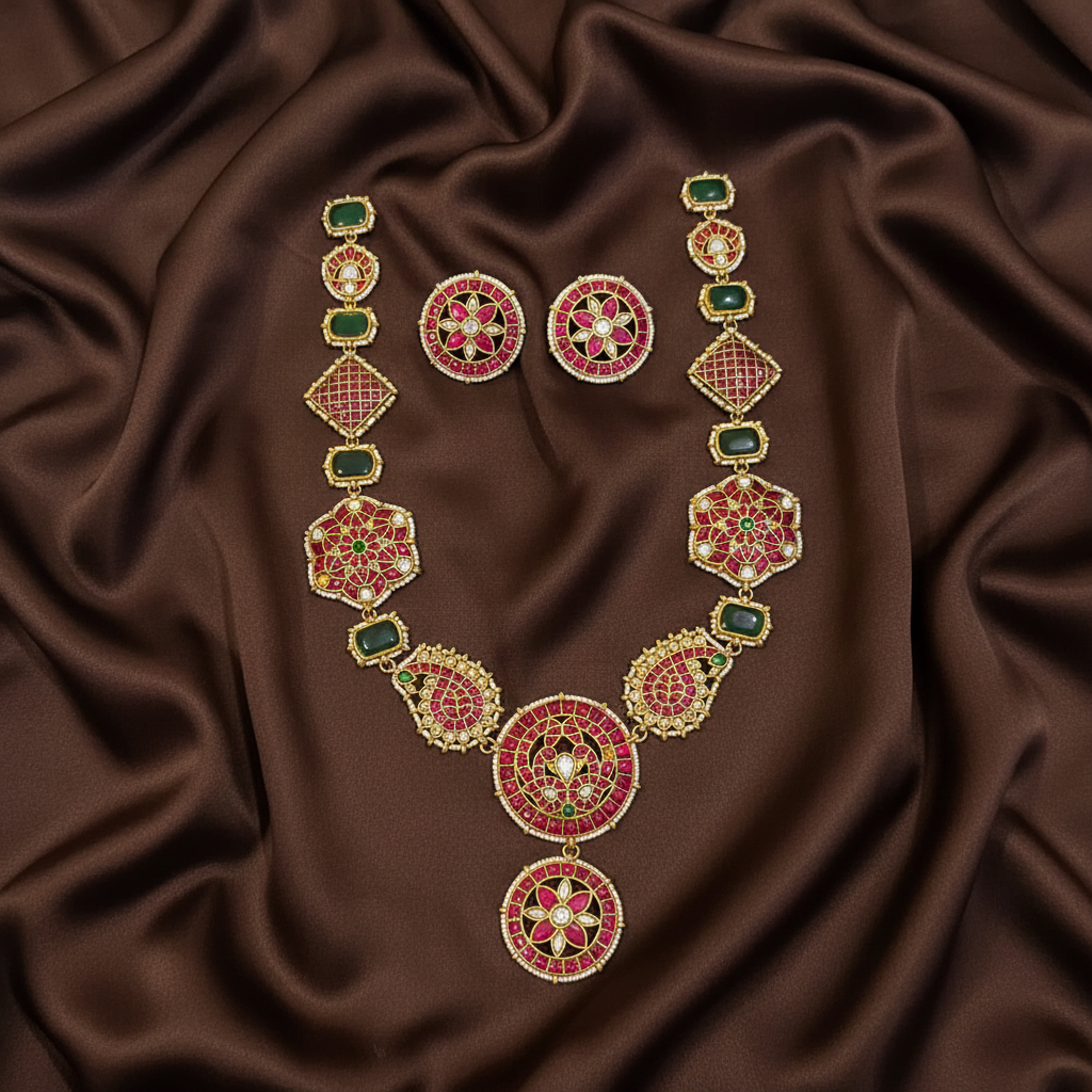 Jadau Long Haram With Studs - KH00409