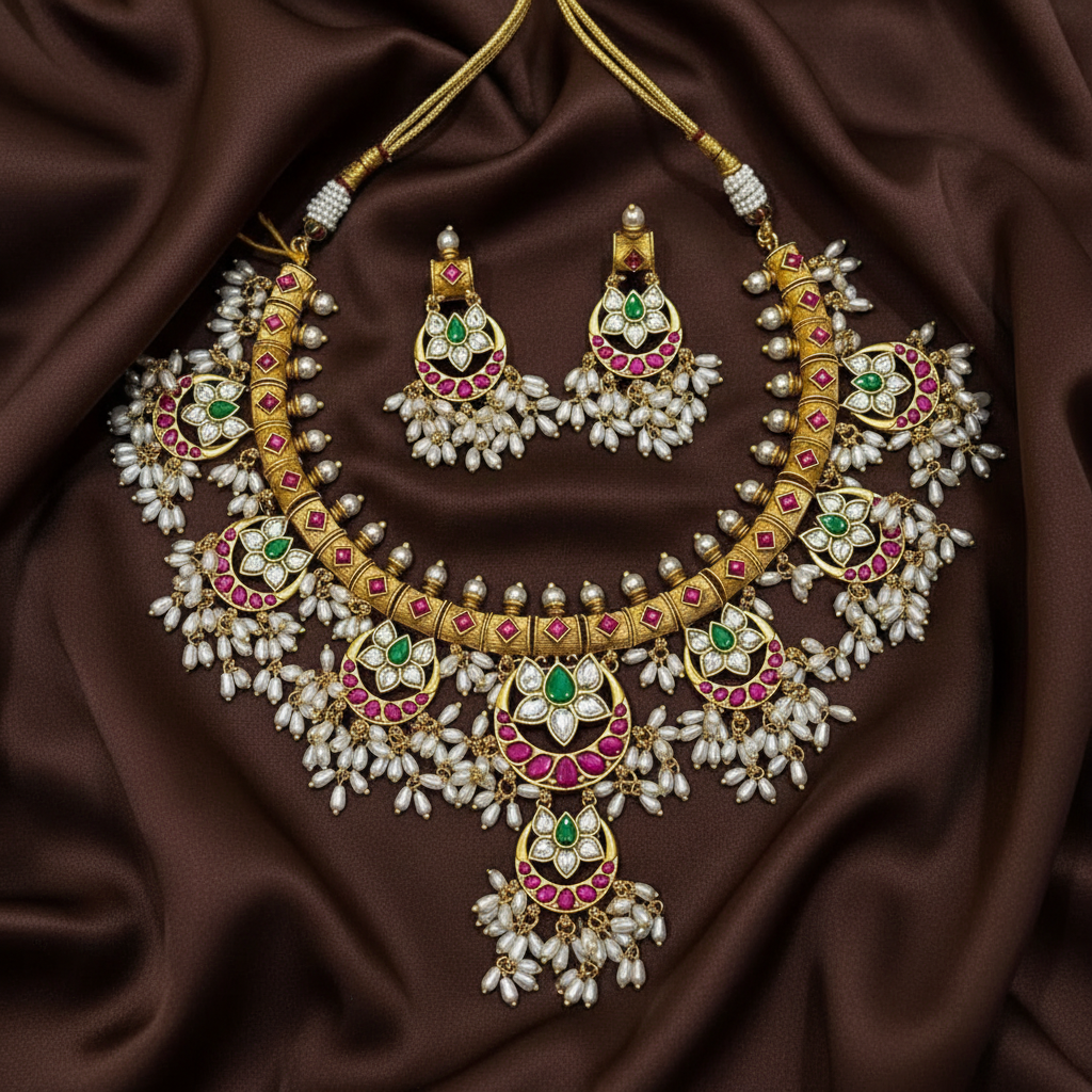 Jadau Guttipudalu Short necklace - KN00646