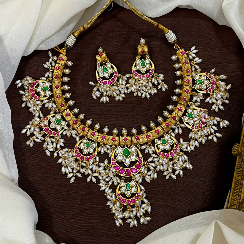Jadau Guttipudalu Short necklace - KN00646