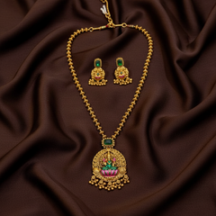Meenakari Painted Lakshmi Pendant With Balls Chian - NH00436