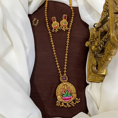 Meenakari Painted Lakshmi Pendant With Balls Chian - NH00436