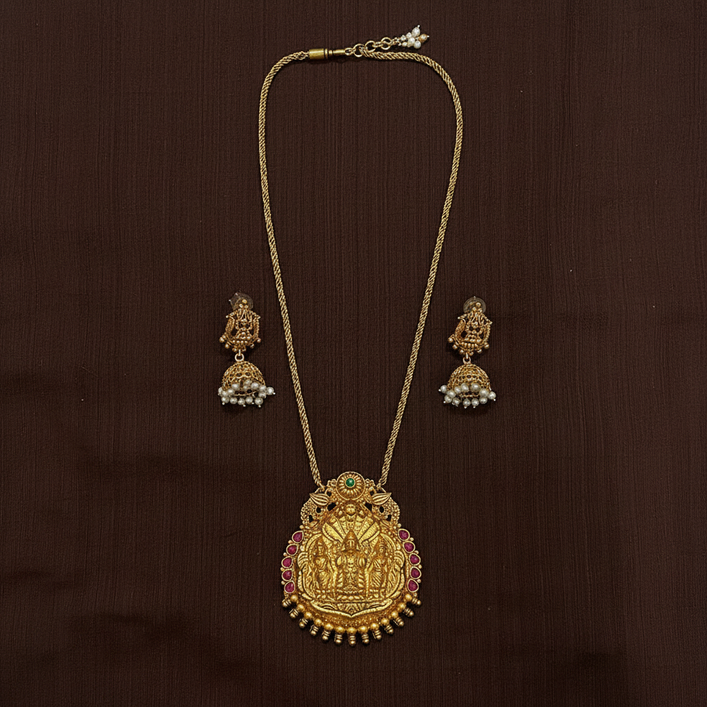 Nakshi Ram Parivar Pendant With Jhumki - NH00442