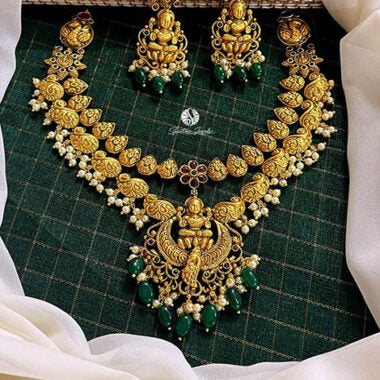 Emerald Color Laxmi Jewellery with Earrings - NN0015