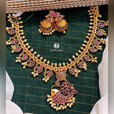 Fish Style Kundan Necklace with Earrings - NN0026