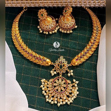 Kante Style Kundan Necklace with Earrings - NN0027