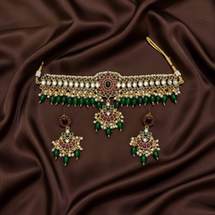 Kempu Choker With Drop Down pendant - NN00897