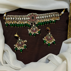 Kempu Choker With Drop Down pendant - NN00897