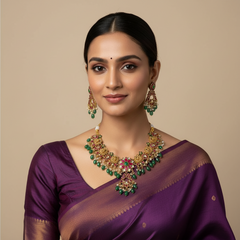 Pota Stone Traditional Peacocok Necklace - NN00900