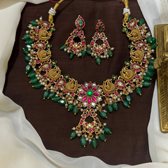 Pota Stone Traditional Peacocok Necklace - NN00900