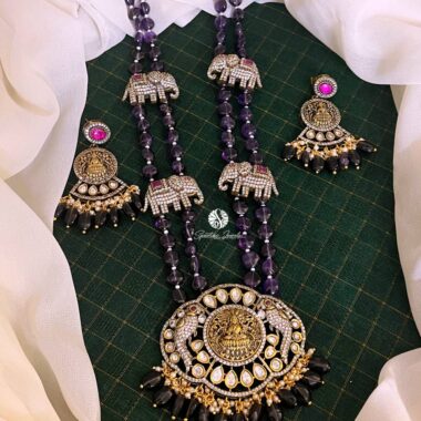 Purple Victorian Lakshmi Haram With Earrings - HV0012