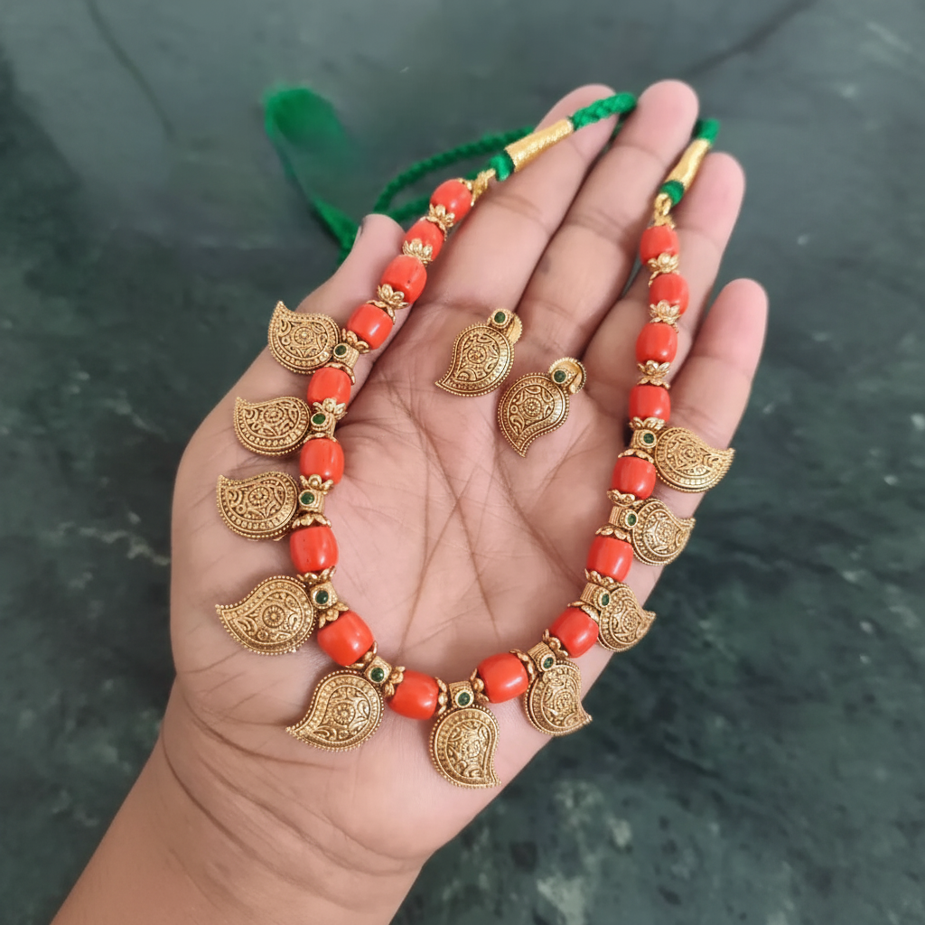 Coral with Mango Pendants - PB00580