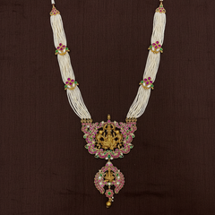 Pearl Lakshmi Jadau Pendant Haram - PB00582