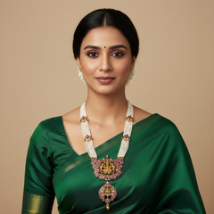 Pearl Lakshmi Jadau Pendant Haram - PB00582