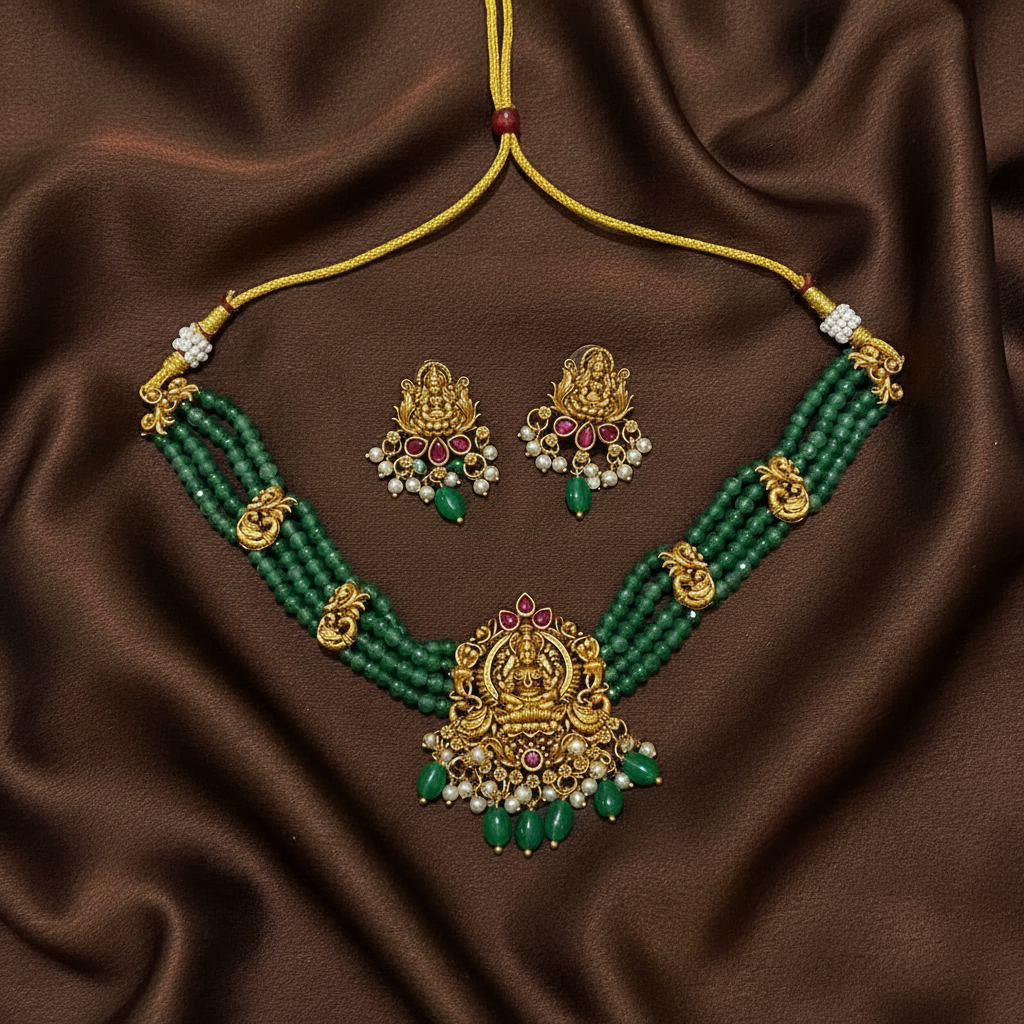 Emerald Beads Lakshmi Choker - PB00585