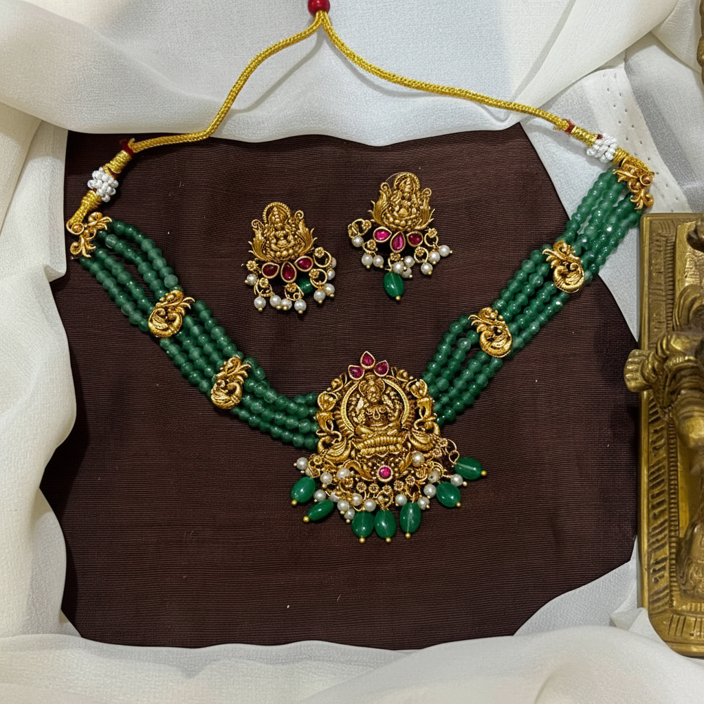 Emerald Beads Lakshmi Choker - PB00585